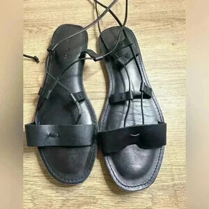 Madewell The Boardwalk Lace-Up Sandal in black Leather size 8 1/2